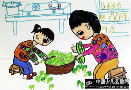 作品名称《我帮妈妈摘菜》
