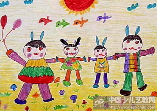 作品名称《小兔一家人》
