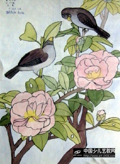 作品名称《花鸟争春》
