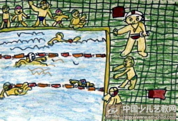作品名称《游泳比赛》