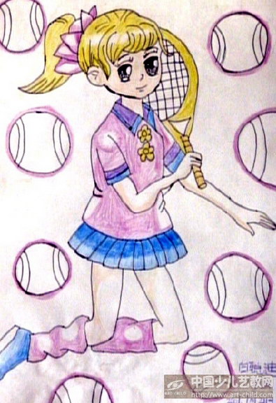 作品名称《打网球的女孩》