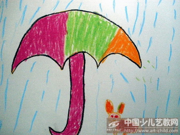 作品名称《雨伞下的小兔子》