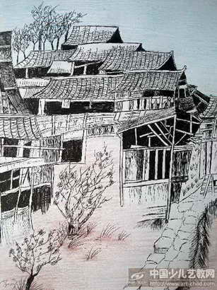 家乡的老房子绘画图片展示