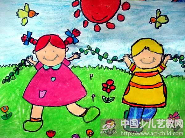 幼儿园墙面粉笔绘画作品