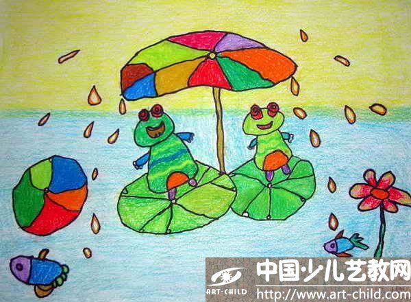 作品名称:  《小青蛙的大雨伞》