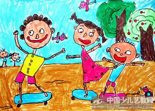 作品名称:  《滑板小伙伴》