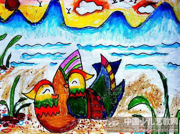 作品名称《鸳鸯沙滩梦》