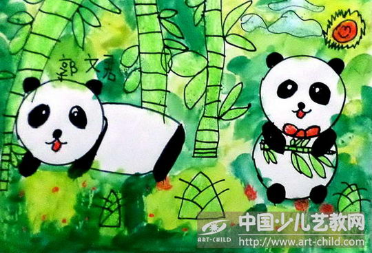 作品名称:  《竹林里的熊猫》