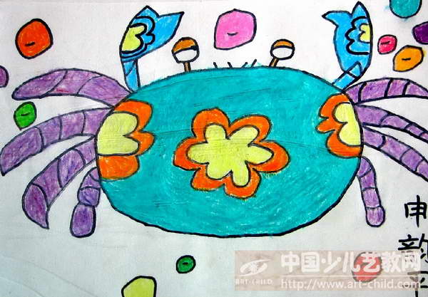 作品名称《吐泡泡的小螃蟹》