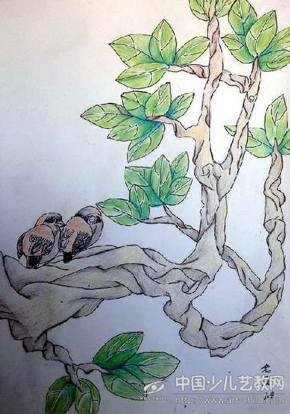 作品名称《花鸟》
