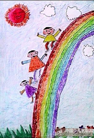 彩虹滑梯 简笔画图片