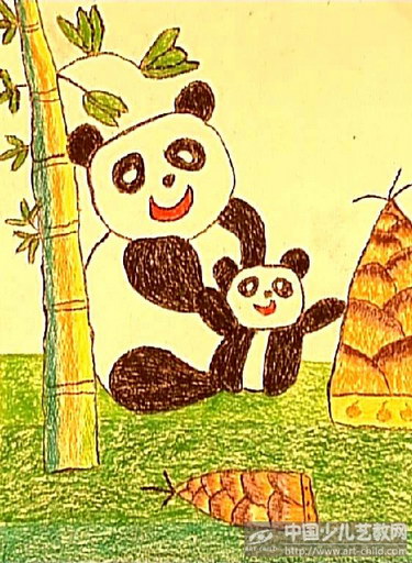 作品名称:  《熊猫晶晶和妈妈》