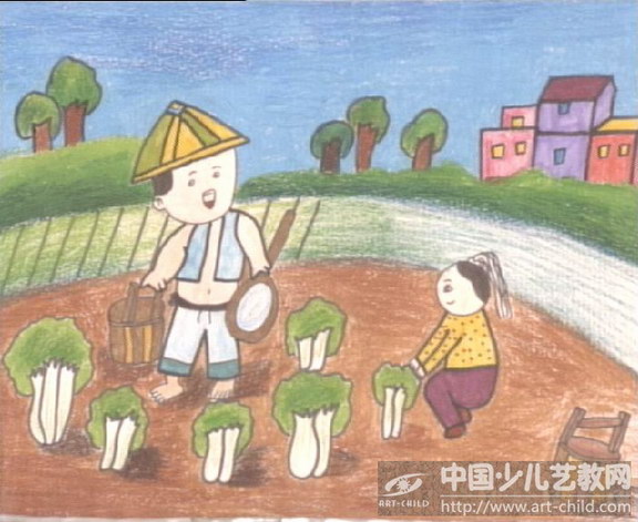 儿童画农民伯伯干活图片