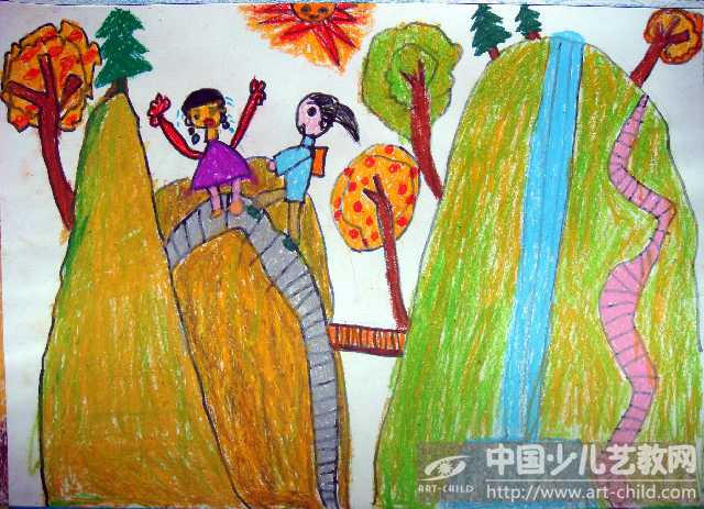 儿童爬山绘画图片图片