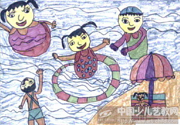 作品名称《妈妈教我学游泳》