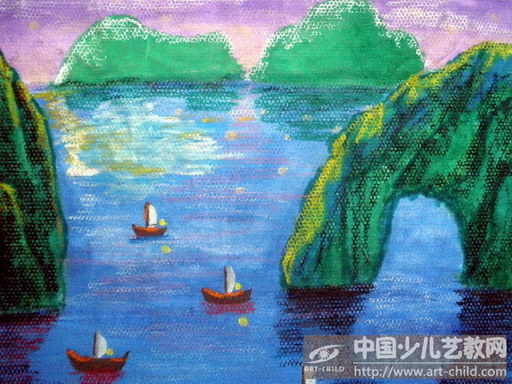 桂林山水简笔画颜色图片