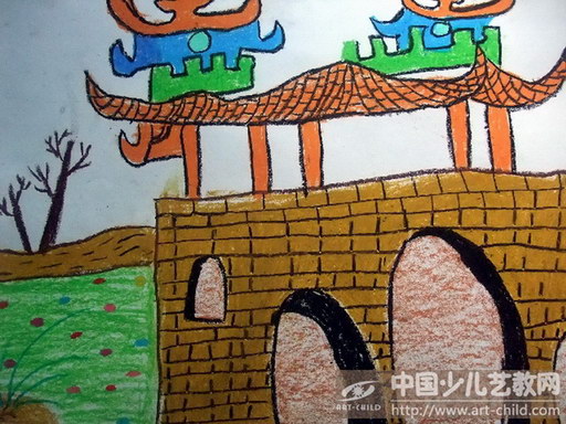 西安城墙绘画小学生图片
