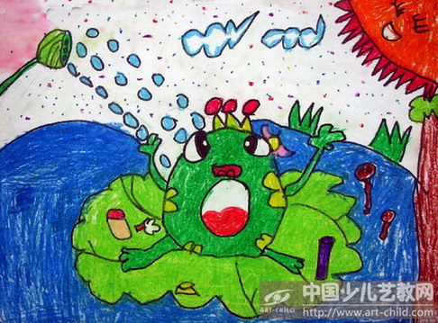 作品名称《青蛙洗澡》