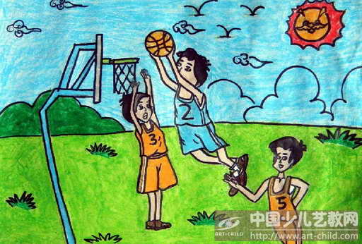 科比打篮球的儿童画图片