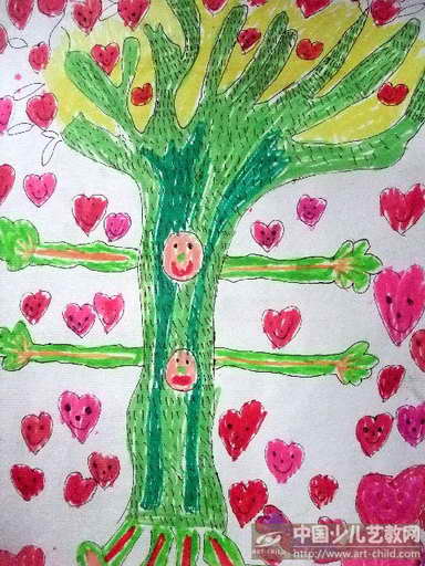 教小朋友画爱心树图片