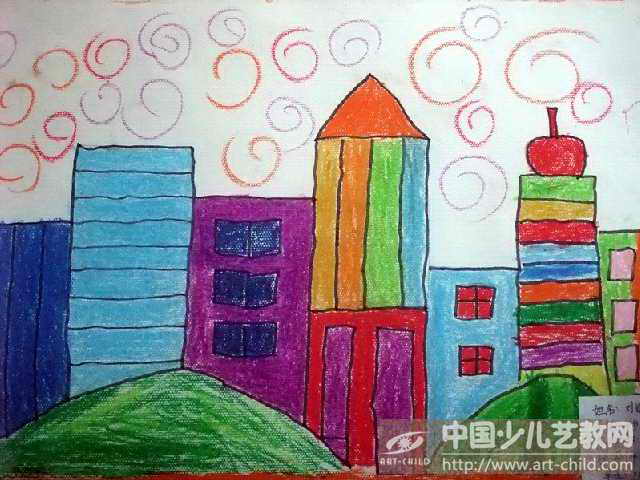 高楼大厦绘画作品儿童图片