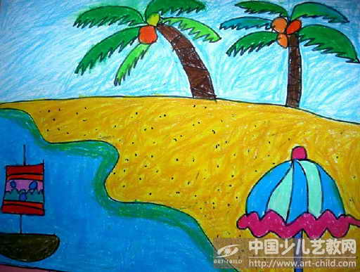 海南风景儿童绘画图片