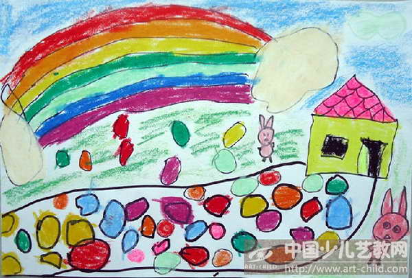 儿童画石子路图片