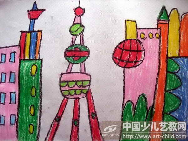 儿童画天津天塔怎么画图片
