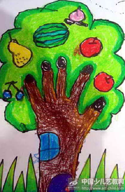 幼儿手指画大树图片图片