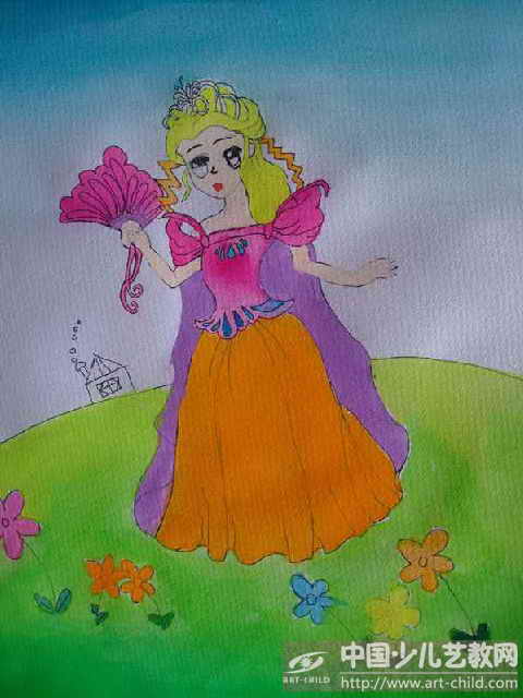 七岁公主画画像图片