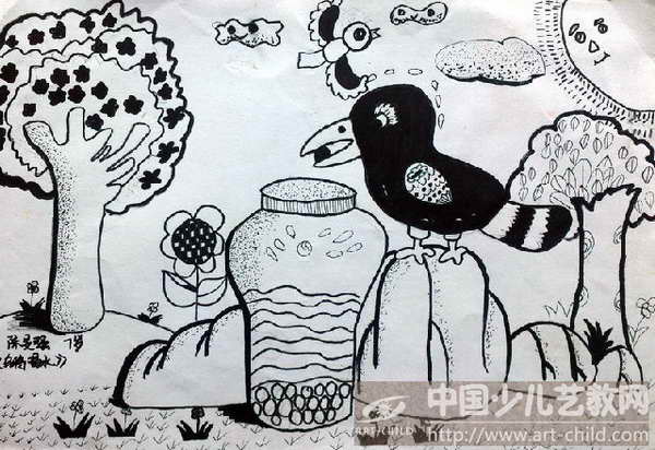 作品名称:  《乌鸦喝水》