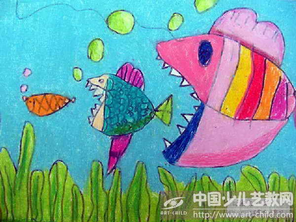 画小金鱼吃鱼虫的样子图片