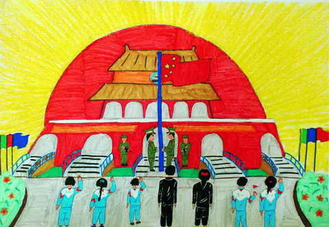 作品名称:  《天安门前升国旗》