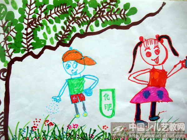 儿童版爱护花草的图画图片