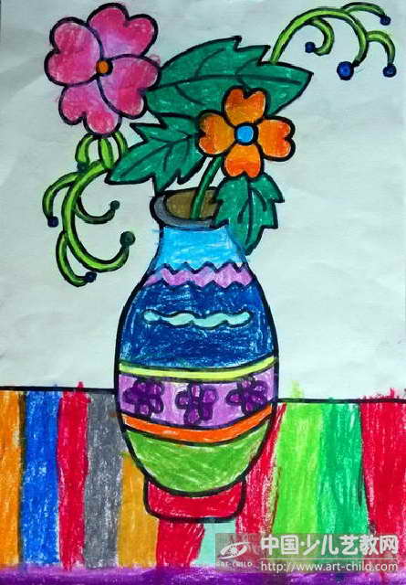 花瓶花纹简单儿童画图片