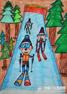 滑雪赛道儿童画图片