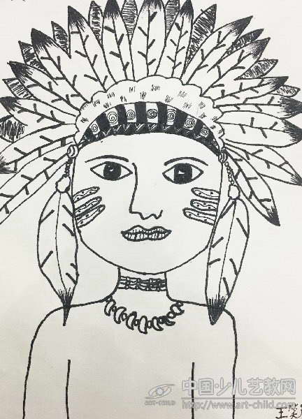儿童画印第安人简笔画图片