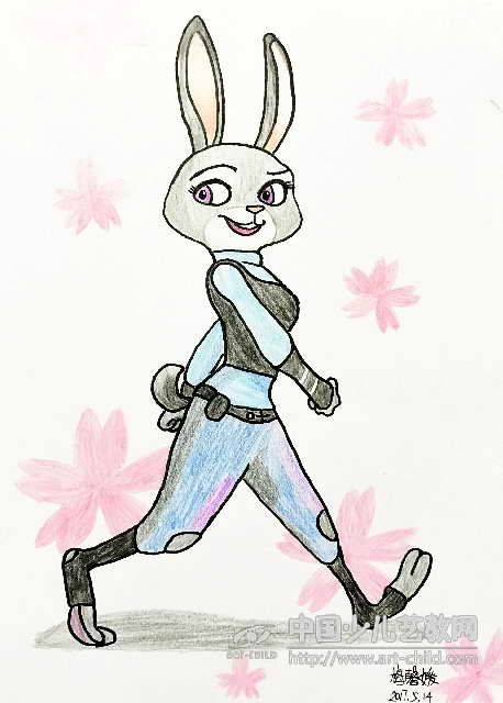 警察兔子朱迪的简笔画图片